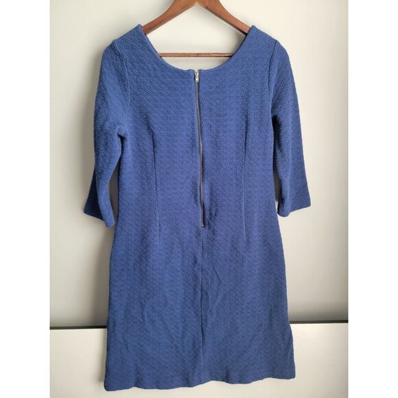 Ganni Anthropologie Lousa Textured Cotton Stretch Blue Shift Dress M - Picture 5 of 5
